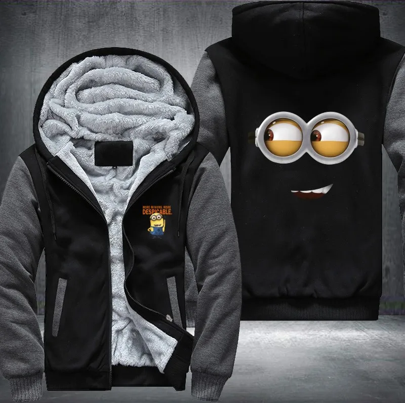 

Dropshipping USA Plus EU Size Minion Men's Women's Printing Pattern Thicken Fleece Zipper Hoodies Sweatshirts Coat Jacket