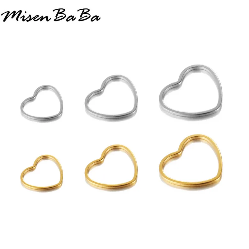 

10PCS/lots Stainless Steel Small Hollow Heart Charms For Jewelry DIY Making Color Gold Love Heart Charm Pendants Accessories