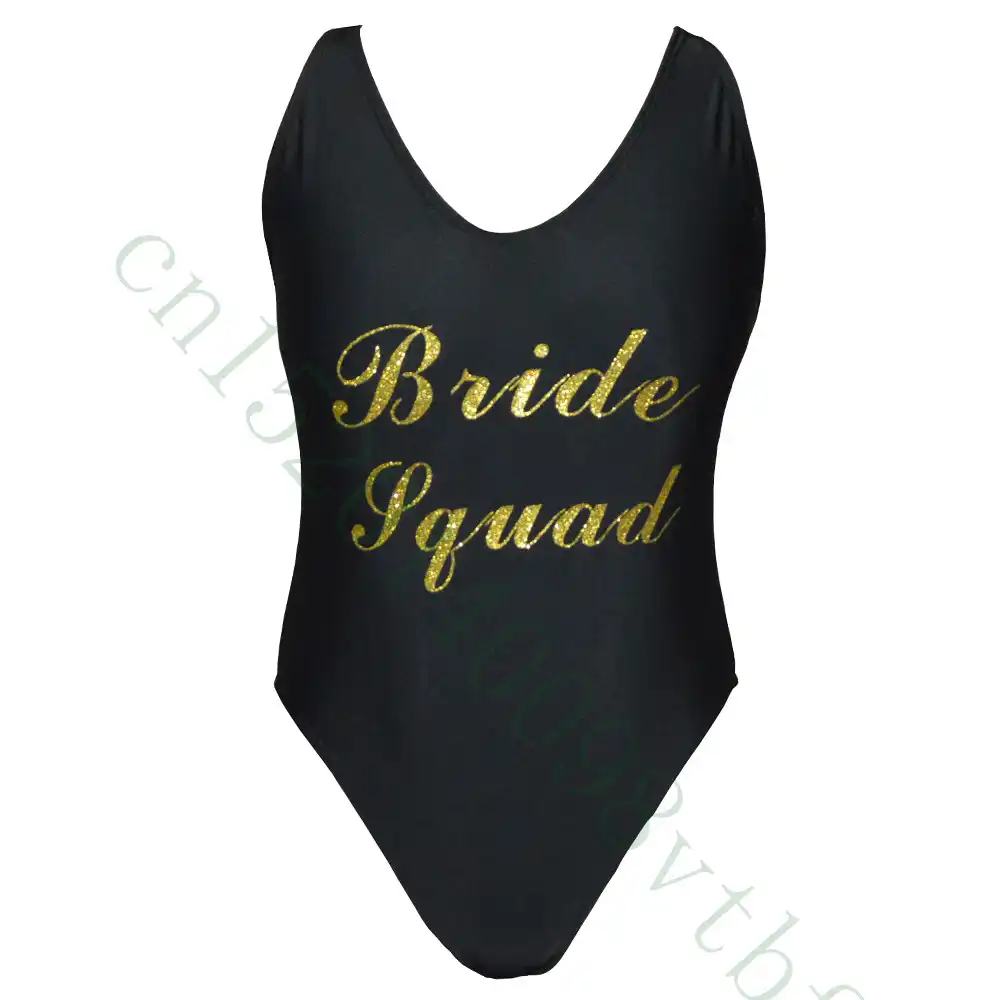 Блеск золота Bride SQUAD Strappy Cross back One Piece Купальники Белый невесты купальник купальные