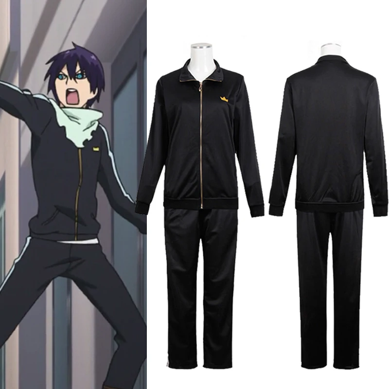 Noragami Yato Cosplay Costume Sports Clothes Coat Outfit+Pants+Scarf Whole Set 