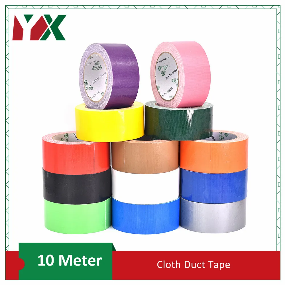 

YX Cloth Duct Tape Carpet Floor Waterproof Decorative Tapes Single-Sided Durable Adhesive Tape 10 Meter Multicolor