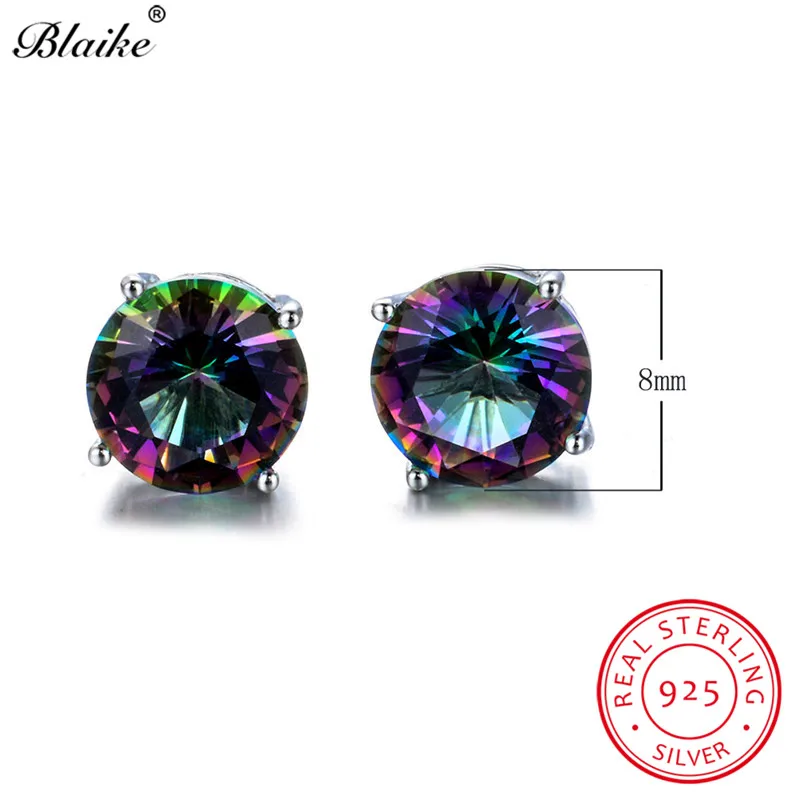 Женские круглые серьги гвоздики Blaike из 100% настоящего серебра 925 пробы с