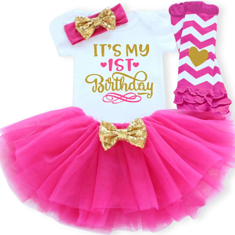 

Summer Baby Girl One Year First Birthday Tutu Outfits Sets Baby Rompers for Girls Toddler Baby Kids Clothing Suits 9-12 Months