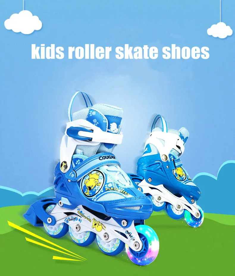 4 класс регулировки размера ролики детские, PU колеса детские роликовые коньки с ABEC-7 подшипником, передние колеса флэш детская обувь для скейтборда