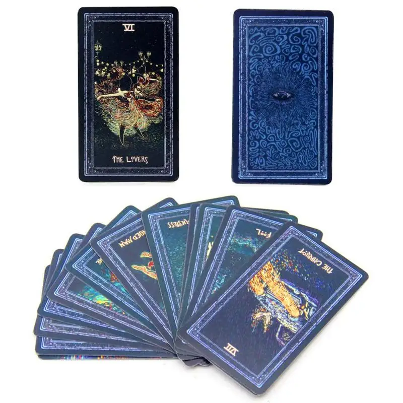 

78+1Pcs English Diy Silver Plating Prisma Visions Tarot Board Game Tarot Cards Deck Divination