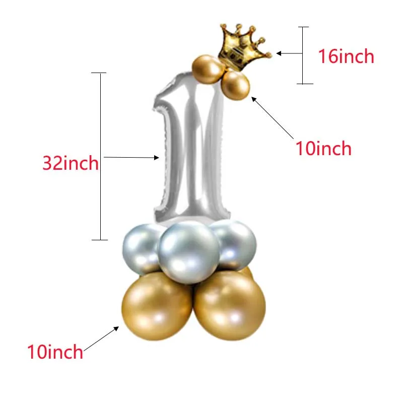 Золотой Серебряный набор воздушных шаров для мальчиков и девочек, украшения для дня рождения, Детские сувениры для цифр, шары, покрытые фольгой шары, фигурки S6XN