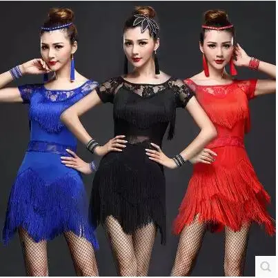 

Latin dance costume female adult summer short-sleeved tassel match dress dress dress new suit dress dress for ballroom dancing