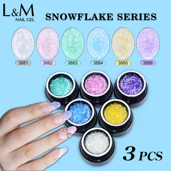 

3pcs New Arrival Lvmay Snowflake uv soak off gel polish beautiful summer light color polish gel nail lacquer