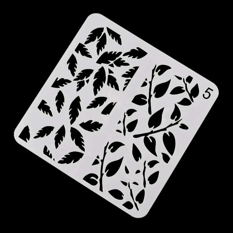 5.1'' square Leaves hollow out Plastic stencil PP Painting stencil DIY
