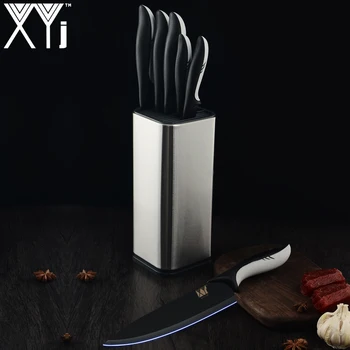

XYj Kitchen Knives Stainless Steel Knife Holder Frozen Meat Cutter Paring Utility Santoku Chef Slicing Bread Knife Cooking Tools