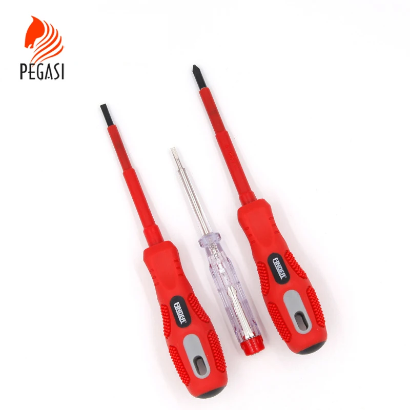 

PEGASI 3pcs/set High Quality Phillips And Slotted Screwdriver Set CR-V Combined Tool Multi-function Test Pencil Repair Hand Tool