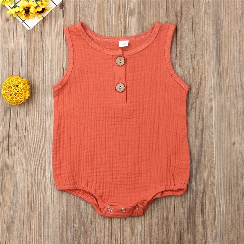 

2019 Infants Baby Boy Girl Romper Sleeveless Solid Jumpsuit Kids Playsuit One-Pieces Cozy Summer Baby Clothes Unisex 0-2Y