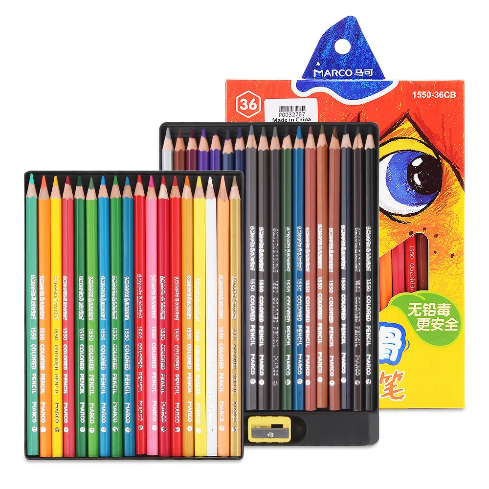 

Marco 24/36 Colors Set Water Colored Pencil Painting Watercolor Pen for Kid School Graffiti Non-Toxic Kid Drawing Tools