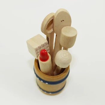

2019 Wooden Kitchen Kitchenware Simulation Spoon Shovel Model Toy for Doll House Decoration 1/12 Dollhouse Miniature Accessories