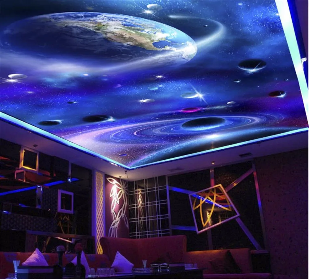 3D на заказ фото Настенная Роспись «сделай сам» потолочные обои для стен гостиной нетканые ткани печатные HD Вселенная планета обои 208