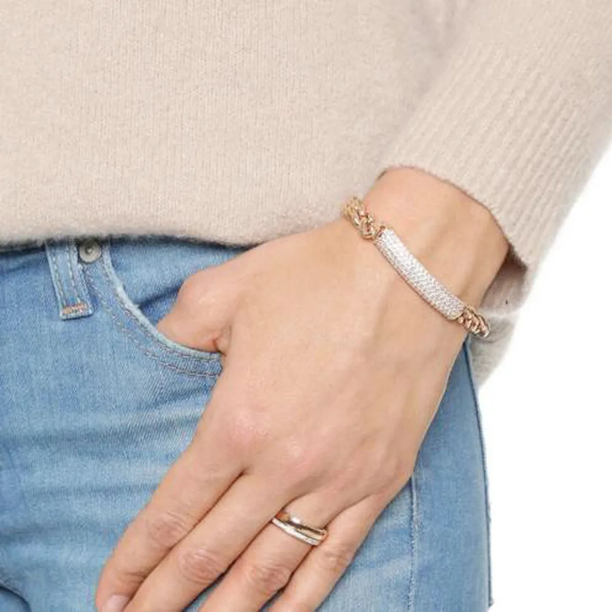 Luxury Brand CZ Diamond Fashion Party Charm Bracelets & Bangles Cuff Rose Gold Color Crystal Jewelry Bridal Wedding Jewelry
