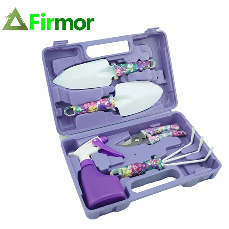 

FIRMOR 5 Pcs Garden Tools Set Gardening Tools Durable Kit Garden Hand Tools with Trowel Pruner Rake Shovel Grass Shear