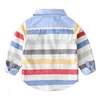 2022 printemps automne 2-8 10 12 ans à manches longues poche coloré rayé couleur Patchwork coton bébé enfants garçon chemises pour enfants ► Photo 2/6