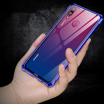 

For Huawei Y9 2019 / Enjoy 9 Plus cases Tempered glass back cover Aluminum Metal bumper Frame For Huawei Enjoy MAX cover coque