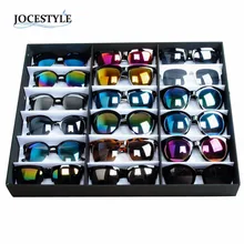 Marca Nueva Caja de Presentación gafas de Sol 18 gafas de Sol Gafas de Tienda Al Por Menor Soporte de Exhibición Caja de Almacenamiento Bandeja de Negro