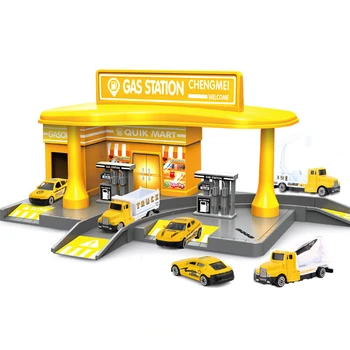 

Alloy Car Gas Station Connectable Racing Track Stereoscopic Assemble Gas Station Kids For Toys Gifts