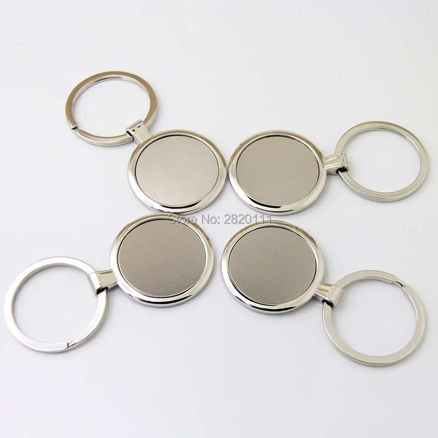 

Wholesale-200Pcs Blank Circle Metal Key Chain High Quality Promotion Key Tags Customize Logo Laser Keyrings - DHL Free Shipping