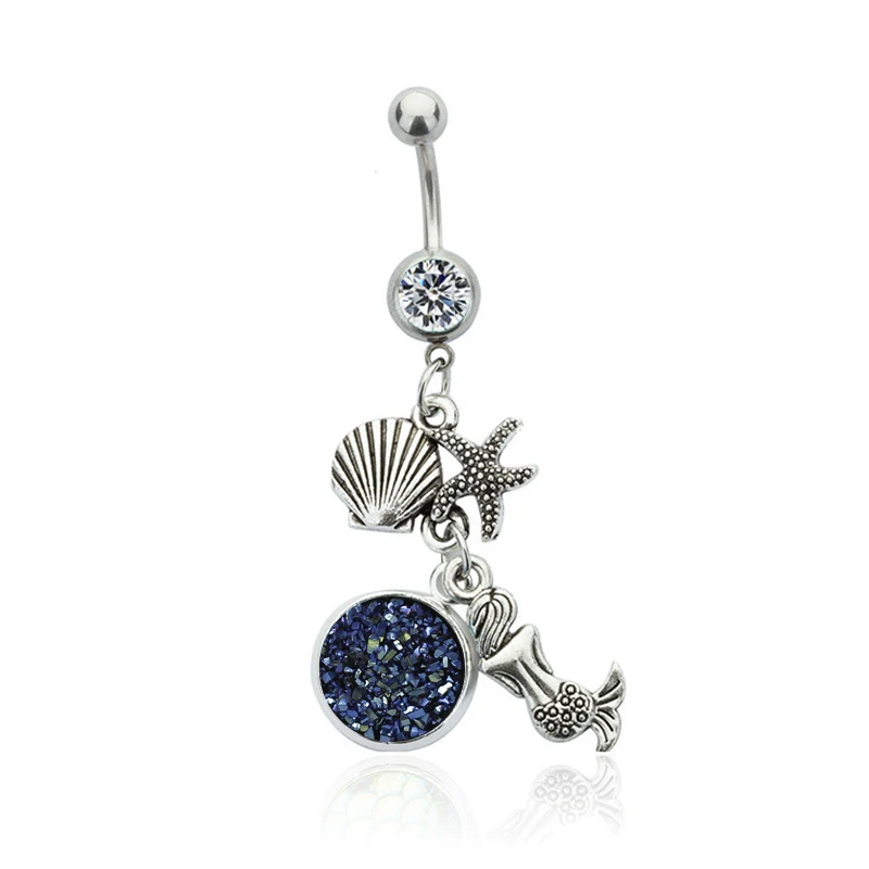 

1PC 316L Surgical Steel Earrings in Navel Crystal Starry Sky Belly Button Ring Navel Piercing Body Jewelry 14G Piercing Ombligo