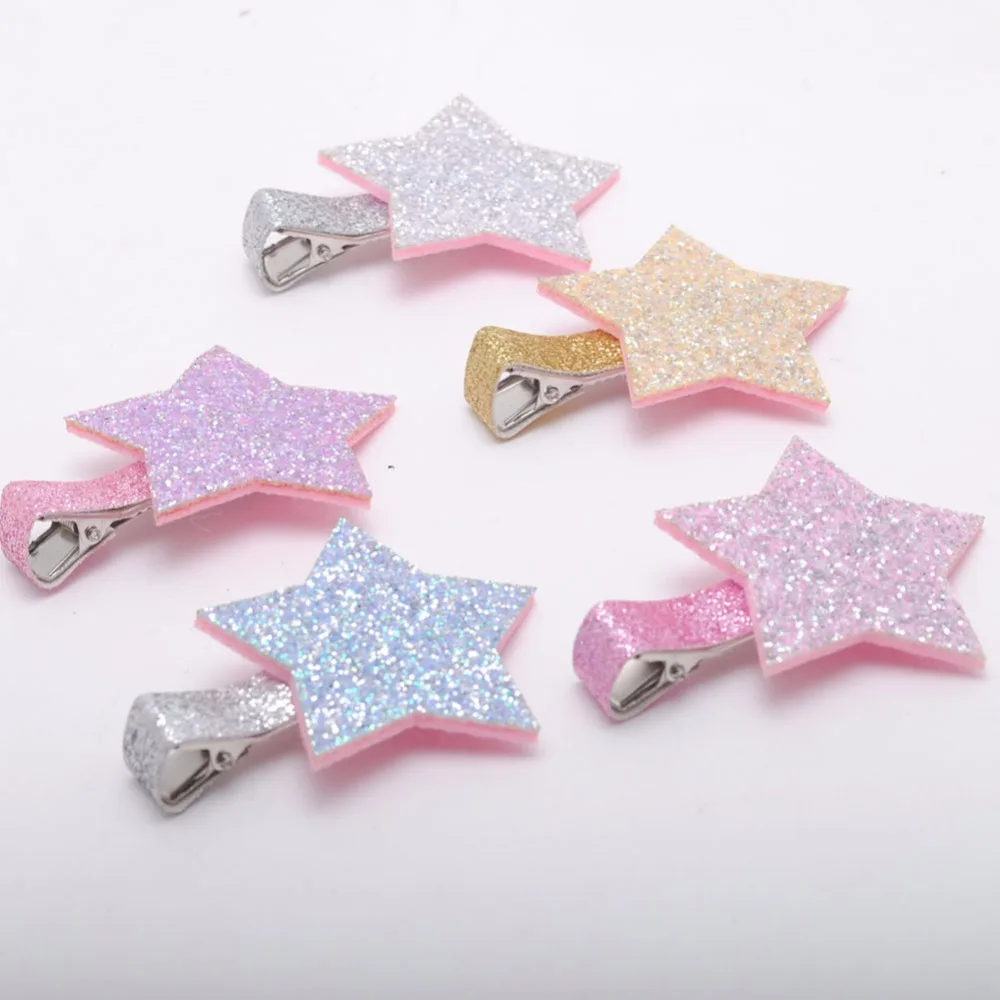 2pcs/lot Glitter Star Girls Hair Accessories Glitter Hair Clips