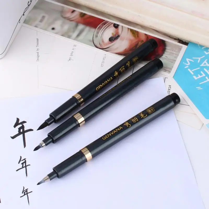 3 шт. портативная Высококачественная Китайская японская ручка-кисть для каллиграфии эскизные ручки мягкая кисть Ручка чернильная ручка Размер s m l