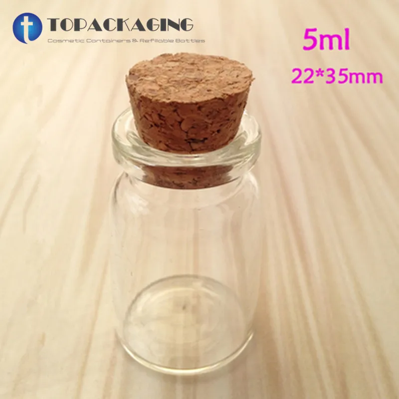 500PCS*5ML Glass Bottle With Cork Lid Cosmetic Test Vials Empty Perfume Packing Small Essence Oil Container Serum Refillable israelik сыворотка для век и лица с эффектом ботокса peptide serum with botox effect 50