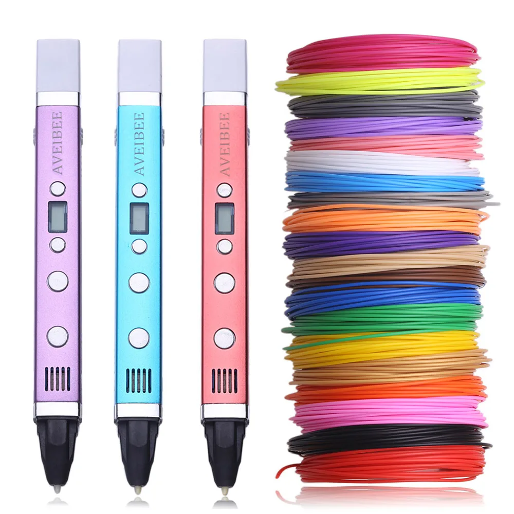 

Newest Aveibee 3D Pen USB Drawing Printing Pen With 100 Meter 20 Color PCL Filament Best 3 D Printer Pens For Kid Birthday Gift