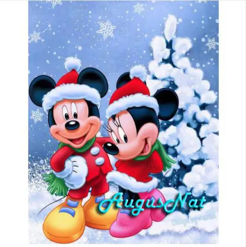 Cartoon Diamond Painting Disney Winter Mickey Mouse Minnie Wedding