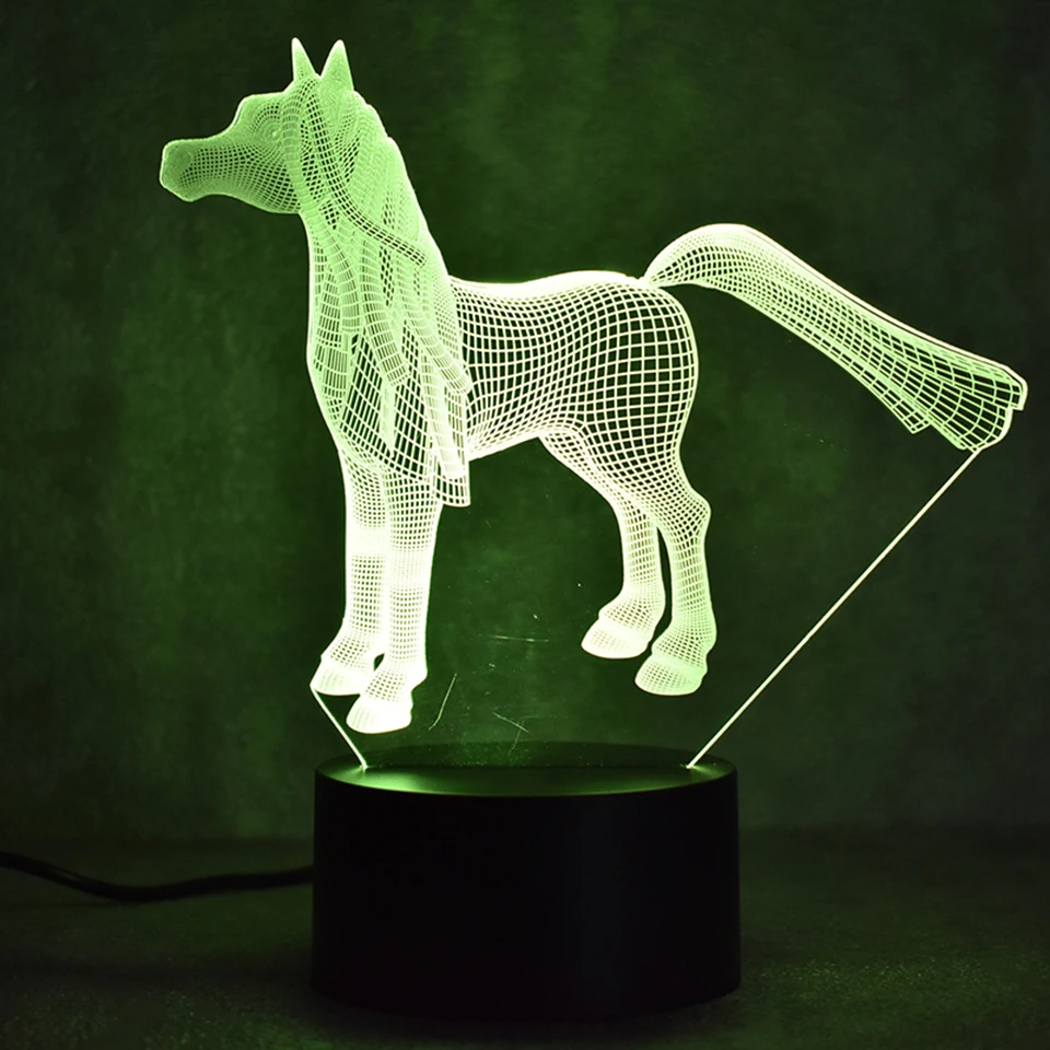 

Creative 3D LED Decor Lighting Bedside Creative Pony Foal Table Lamp USB Novelty Visual Night Light Horse Lighting Fixture Gifts