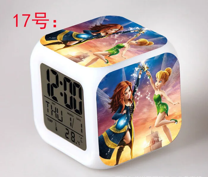 The movieTinker Bell LED 7 Color Flash Digital Alarm Clocks Kids Night