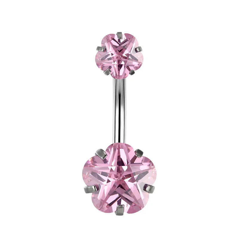 G23titan 14 г прямой соединитель с внутренней резьбой живота пирсинг для пупка из медицинской стали; штанга кристаллическая звезда присинг для тела Crystal Bell для Для женщин - Окраска металла: Pink