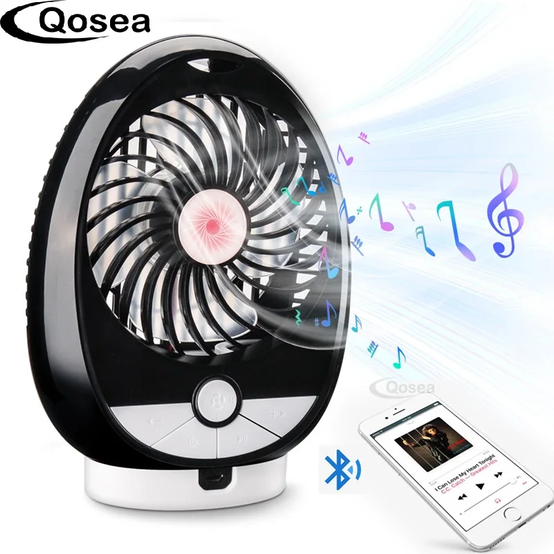 

Qosea Novelty Mini Portable Bluetooth Loudspeaker Rechargeable USB Connect Wireless Fan Speaker For Phone Computer Stereo Music
