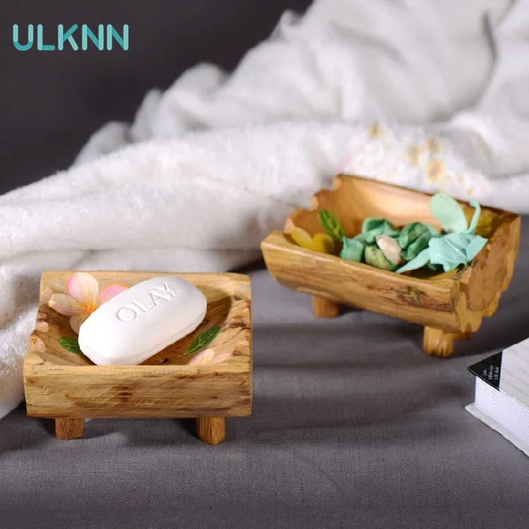 

Solid Wood Soap Box Wooden Spa Rack Bathroom Set Up a Vintage Hand Made Essential Oil Storage Holder Hand-carved Paint