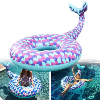 

Summer Adults Mermaid Shape Inflatable Safety Swimming Pool Ring Circle Mat