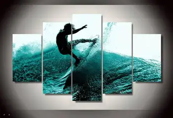 

Hd Printed Man Surfing Group Picture Painting Wall Art Room Decor Print Poster Picture Canvas Free Shipping/90635