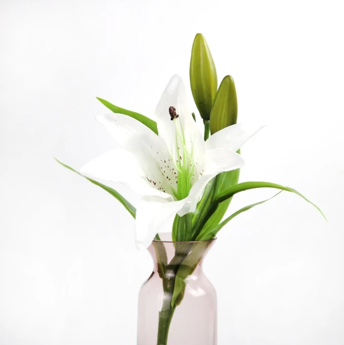 1 букет, высокое качество, искусственная лилия, цветы, Красивый букет для DIY, свадебный фестиваль, домашний стол, садовые украшения, искусственный цветок - Цвет: white-1