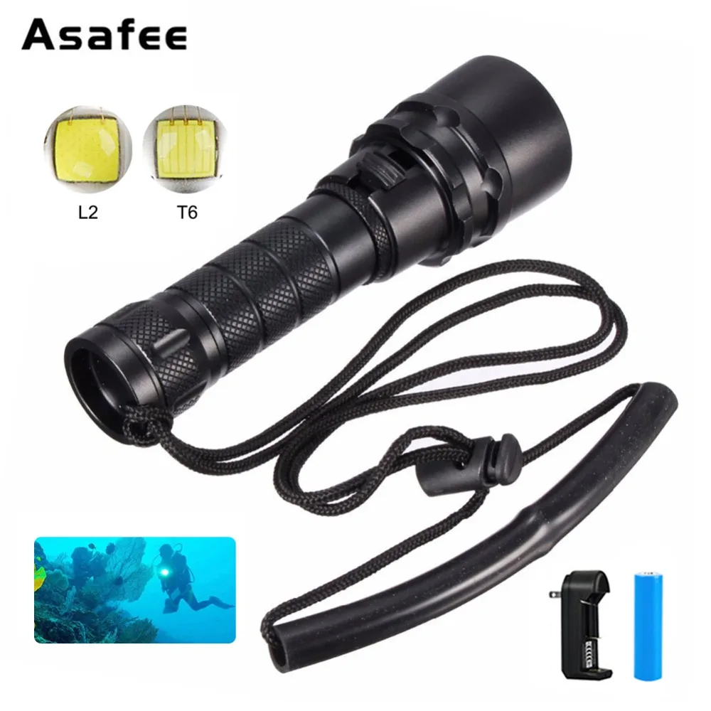 

Mini Portable Leisure Diving Flashlight Torch Waterproof Cree XML L2 LED Useful Recreational Diving Tool Light+Battery Charger