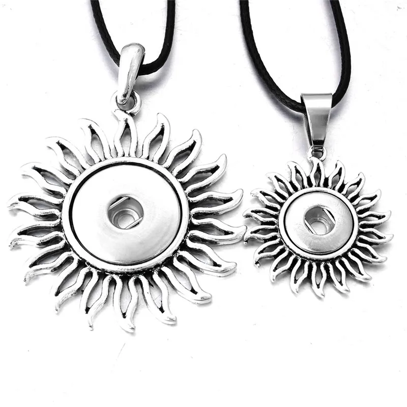 

Vintage Silver Metal Round Snap Jewelry Necklaces Button Pendant Necklace Fit 12MM 18MM Snap Buttons Jewelry