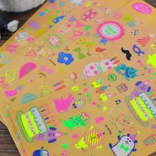 Светятся в темноте Симпатичные люминесцентные партии серии плоским украшения наклейки, дневники, счетов, альбом наклеек YH1029