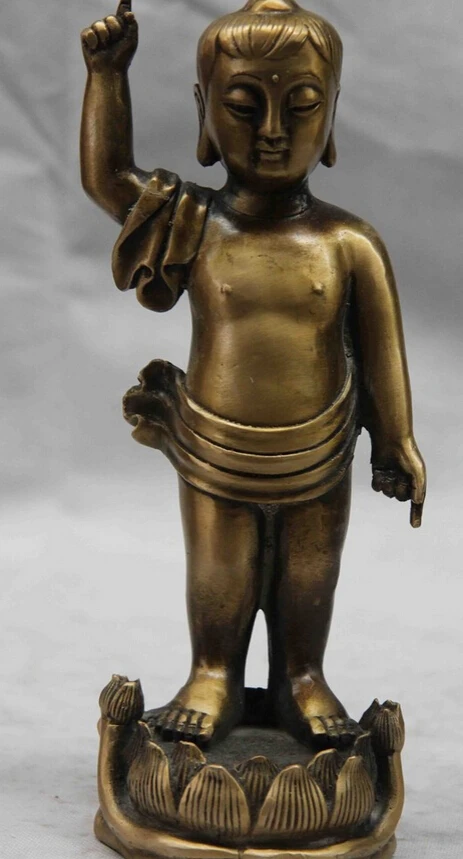 

USPS to USA S0788 China Bronze Copper Buddhism Temple Buddhist Lotus Boy Sakyamuni Buddha Statue (B0328)