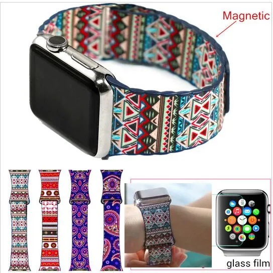 Fashion Bohemian Leather Loop Watchband for iwatch bands Strap Stainless steel Buckle