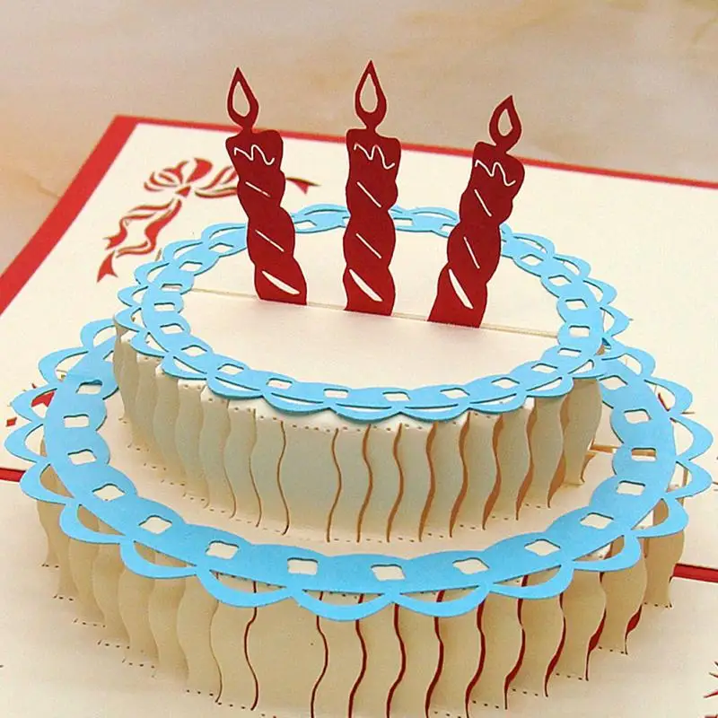 3D postcard for Birthday with Cake Shaped Happy Birthday ...