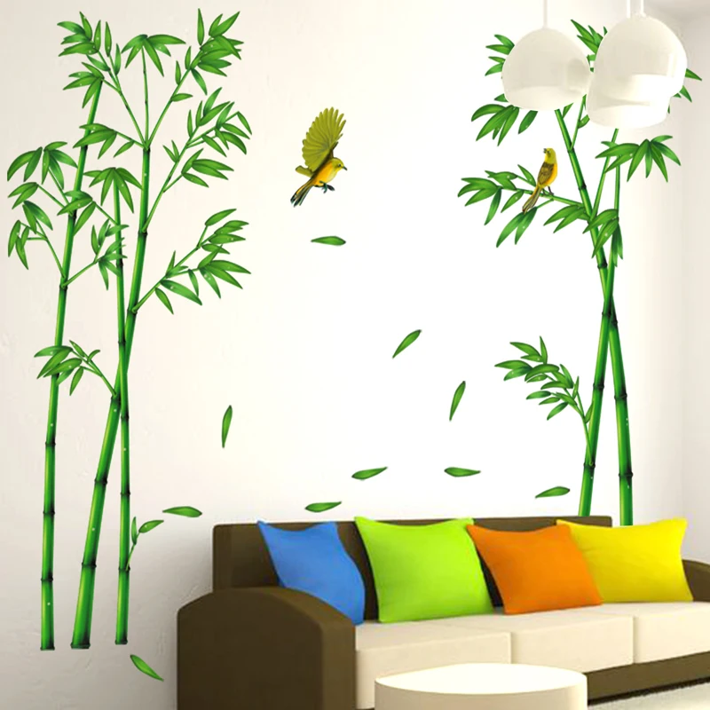 BalleenShiny бамбуковый лес Самолет Наклейка на стену китайский стиль зеленый свежий завод гостиная спальня офис настенные наклейки поставка