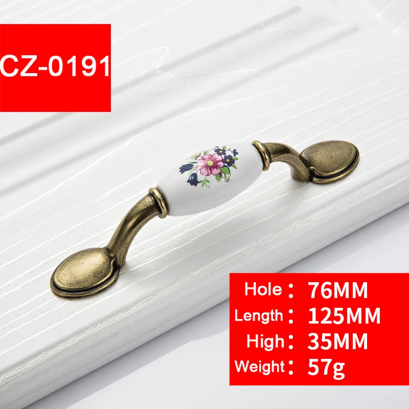 

Retro style ceramics furniture door handles Kitchen Drawer Wardrobe dresser Pull With Screw Furniture Hardware CZ-0191