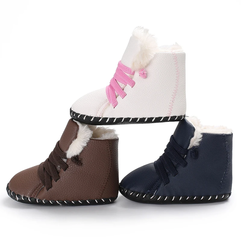 Зимние ботинки для маленьких девочек и мальчиков теплые зимние полуботинки модная дизайнерская обувь с мягкой шерстяной подошвой для малышей нескользящая обувь для малышей