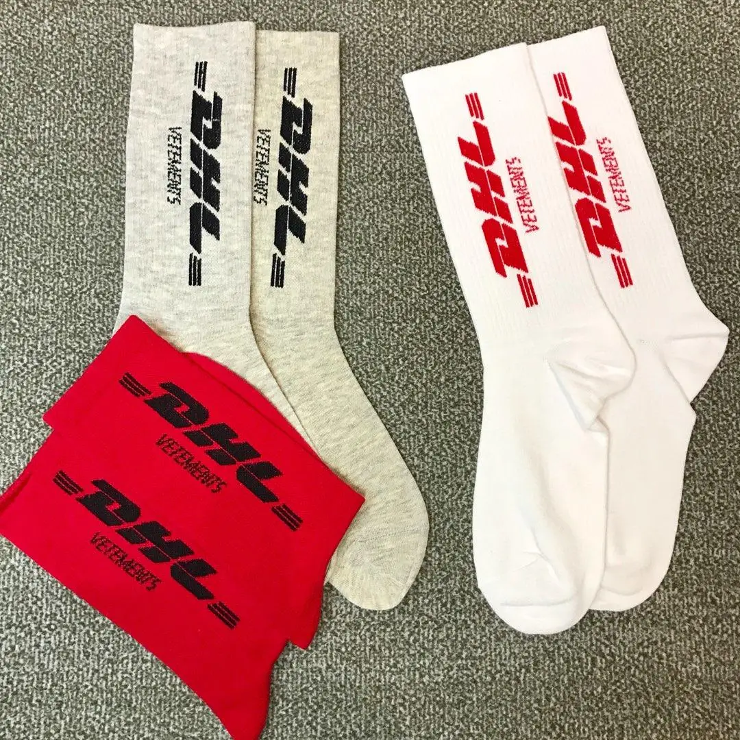 VETEMENTS DHL Socks Harajuku Calcetines Hip Hop Chaussettes VETEMENTS Skarpetki Women Men Men Gift Kanye West Winter DHL Socks